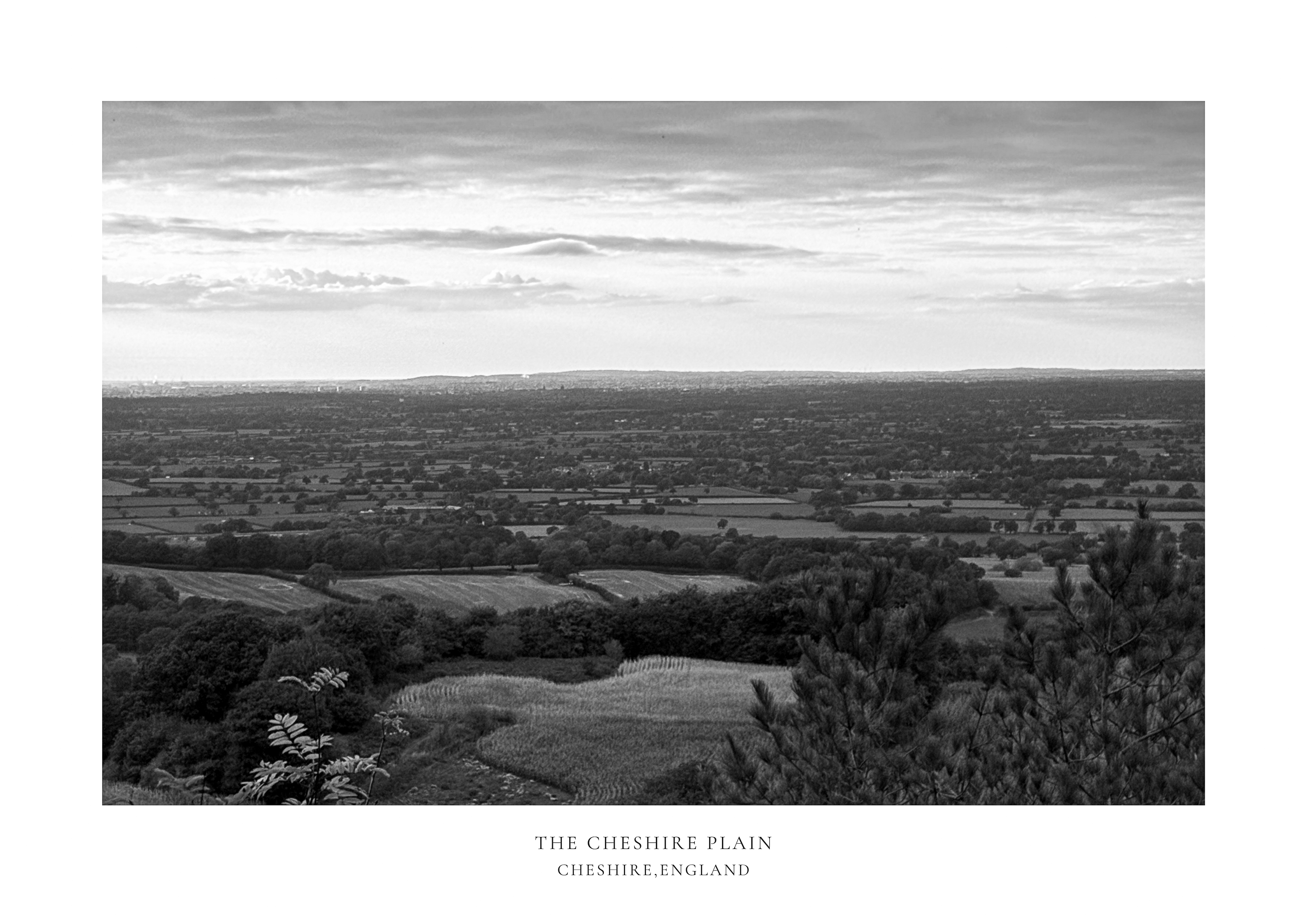 The Cheshire Plain (Black & White) A2 Print