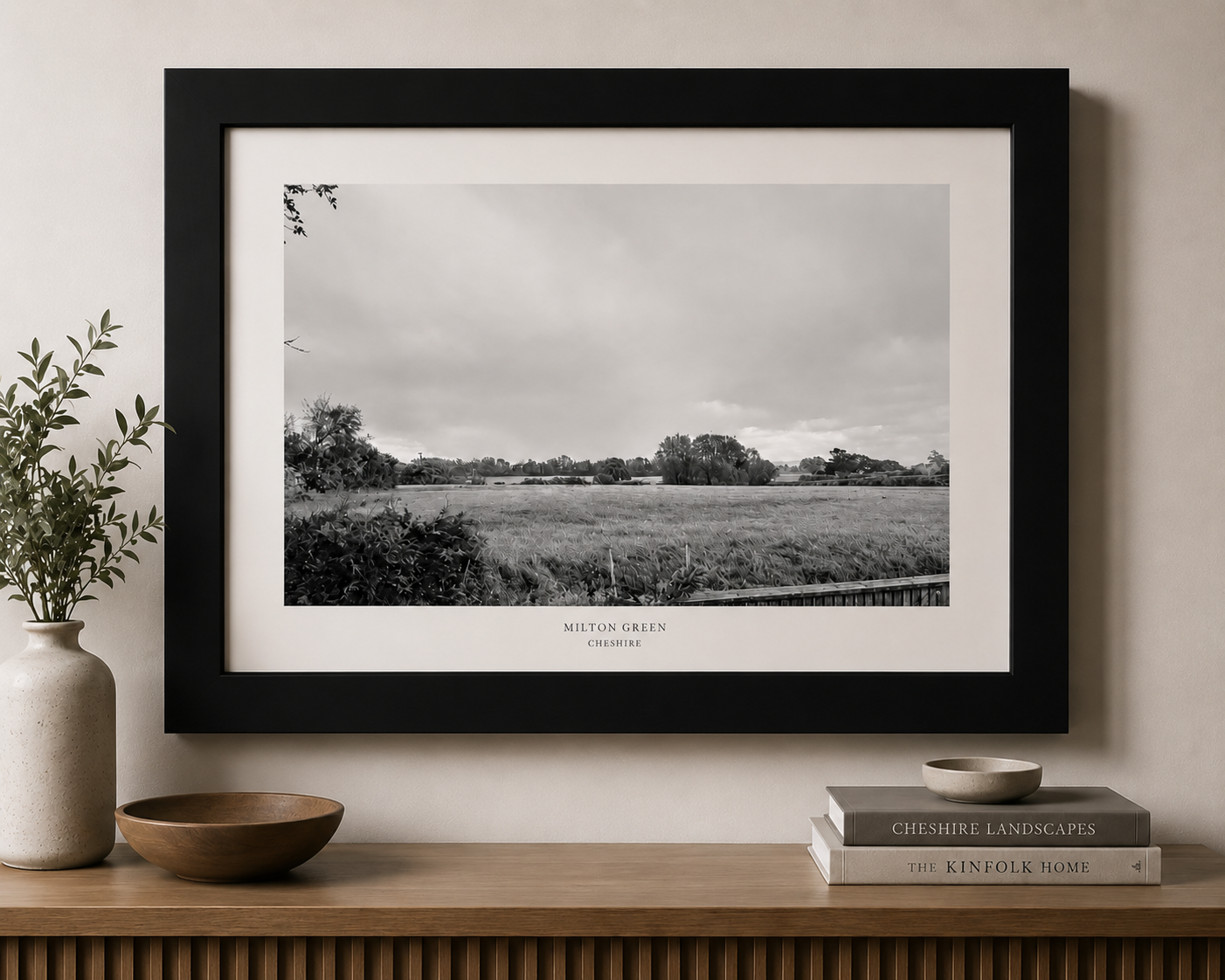 Milton Green Fields 2 (Black & White) A2 Print