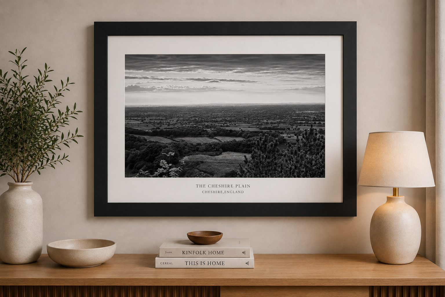 The Cheshire Plain (Black & White) A2 Print