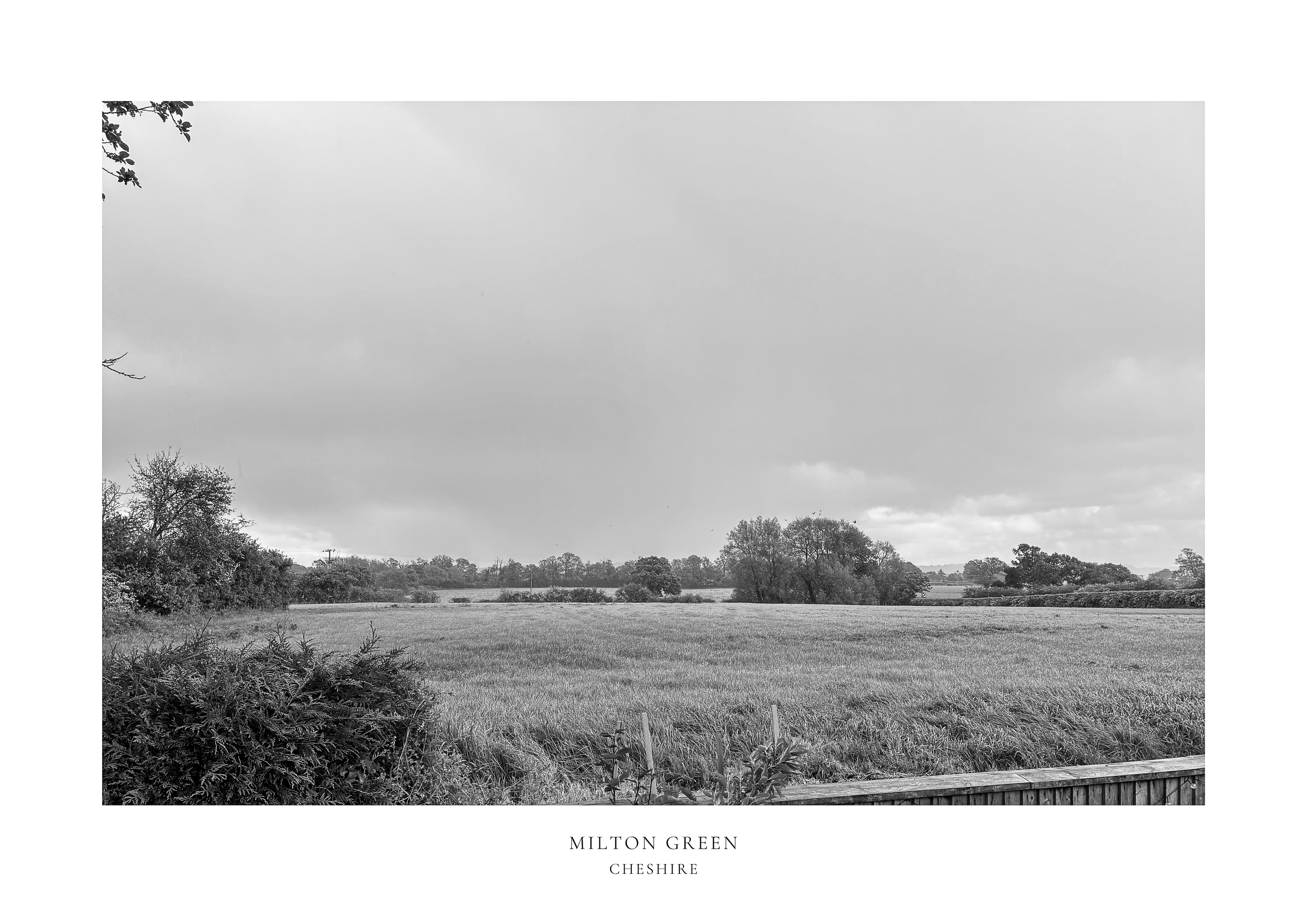 Milton Green Fields 2 (Black & White) A2 Print
